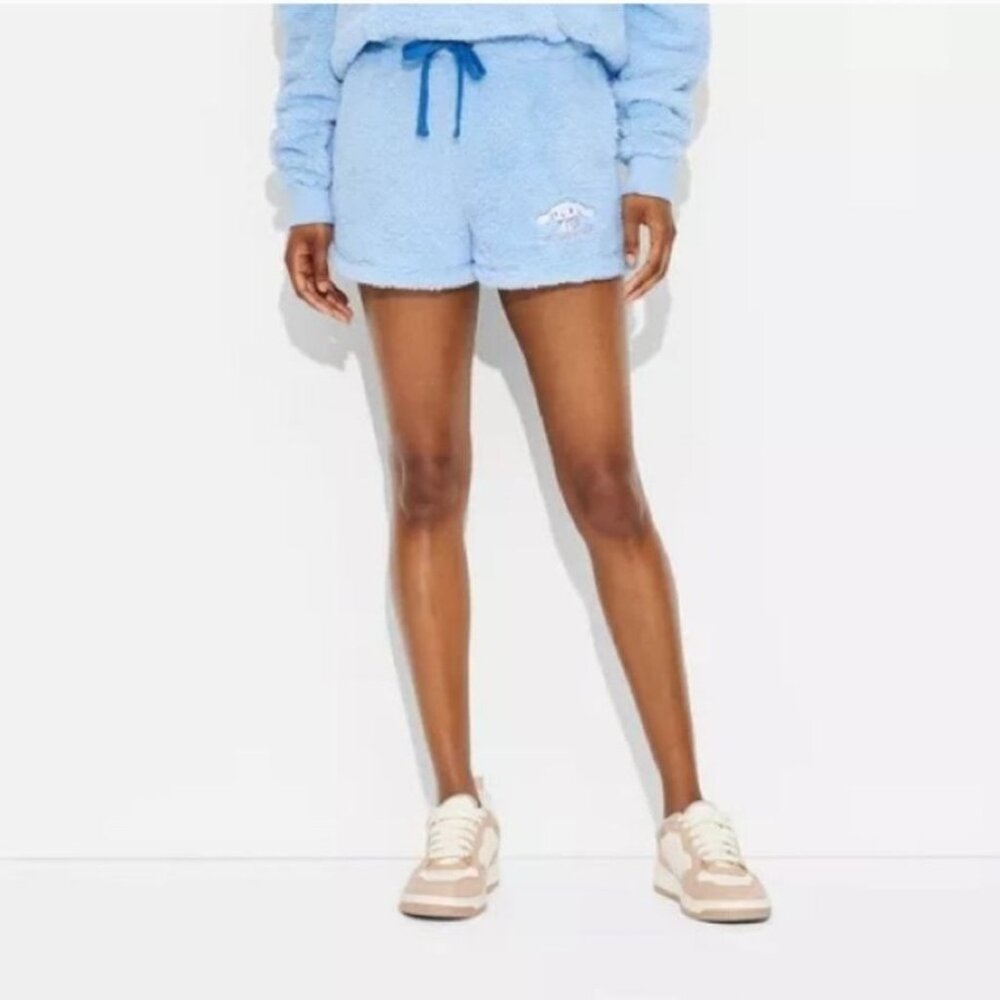 Cinnamoroll By Sanrio Delicate Blue Fleece Shorts With Drawstring & Pockets 3X